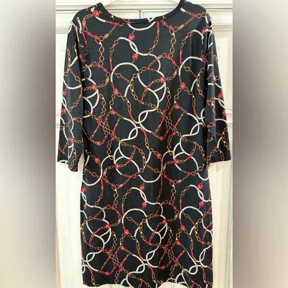 PRELOVED SZ L Lulu-B Chain Print Black Tunic top/mini dress - Picture 4 of 10